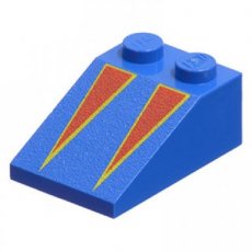 LEGO® 33 graden 3x2 rode driehoeken met gele randen BLAUW