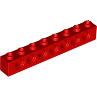 LEGO® 1x8 steen met gaten ROOD