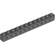 LEGO® 1x12 steen met gaten DONKER GRIJS
