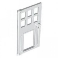 LEGO® 6369367 WIT - M-1-H LEGO® deur met 4 raampjes en grote opening onderaan MET DIERENKLEP en deurknop voor in frame 1x4x6 WIT
