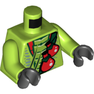 LEGO® Ninjago slangen torso, riem met rode flesjes, limoen armen en zwarte handen LIMOEN