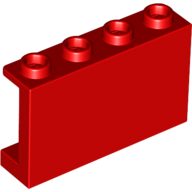 LEGO® paneel 1x4x2 - open noppen, met zijsteunen ROOD