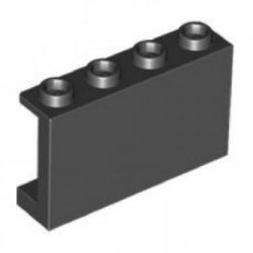 LEGO® paneel 1x4x2 - open noppen, met zijsteunen ZWART