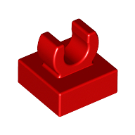 LEGO® aangepast 1x1 met houder - afgeronde hoeken ROOD