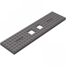 LEGO® trein, basis 6x24 met twee vierkante en 6 ronde gaten DONKER GRIJS