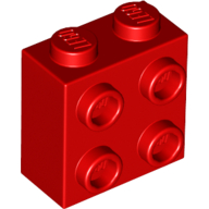 LEGO® steen 1x2x1 2/3 met noppen op 1 zijde ROOD