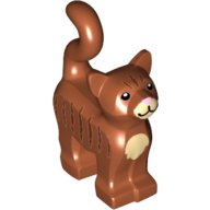 LEGO® kat staand nieuwe type bruine strepen DONKER ORANJE