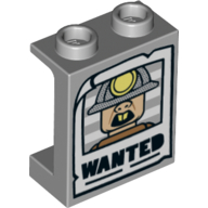 LEGO® paneel 1x2x2 open noppen, met zijsteunen LICHT GRIJS