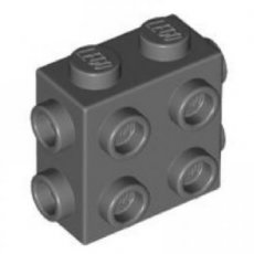 LEGO® 6314192 D GRIJS - H-28-D LEGO® steen 1x2x1 2/3 met noppen op 3 zijde DONKER GRIJS